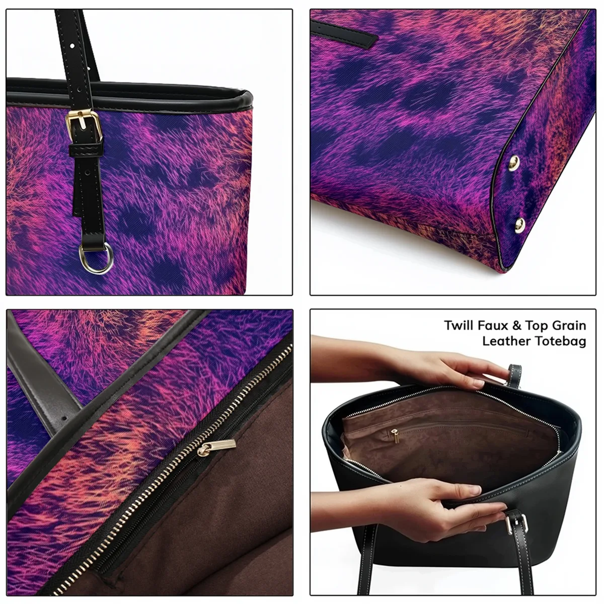 animal urbain imprimé léopard oxford pvc cuir grand cartable sacs à main sac à bandoulière léger voyage fourre-tout travail week-end sac à main