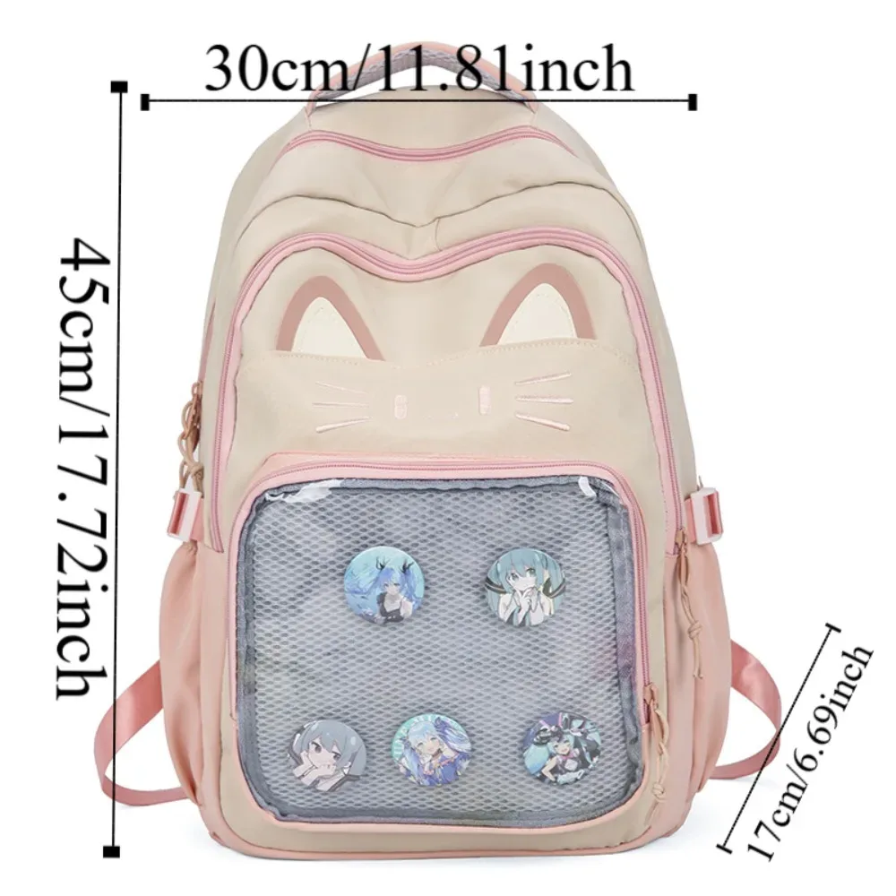 kawaii femmes sac à dos rose doux japonais dessin animé chat ita sac mode grande capacité décontracté polyvalent sacs à dos pour dames