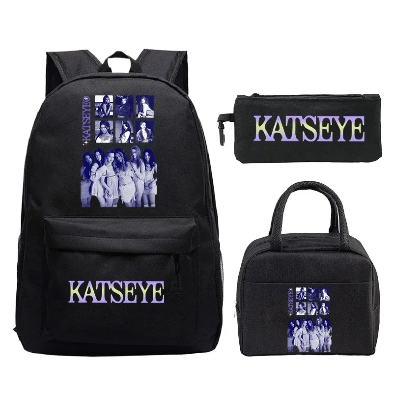 ensemble de sacs à dos katseye pour filles, sac à dos pour étudiants avec sac à déjeuner, trousse à crayons, sacs d'école, cadeaux pour enfants, mochila