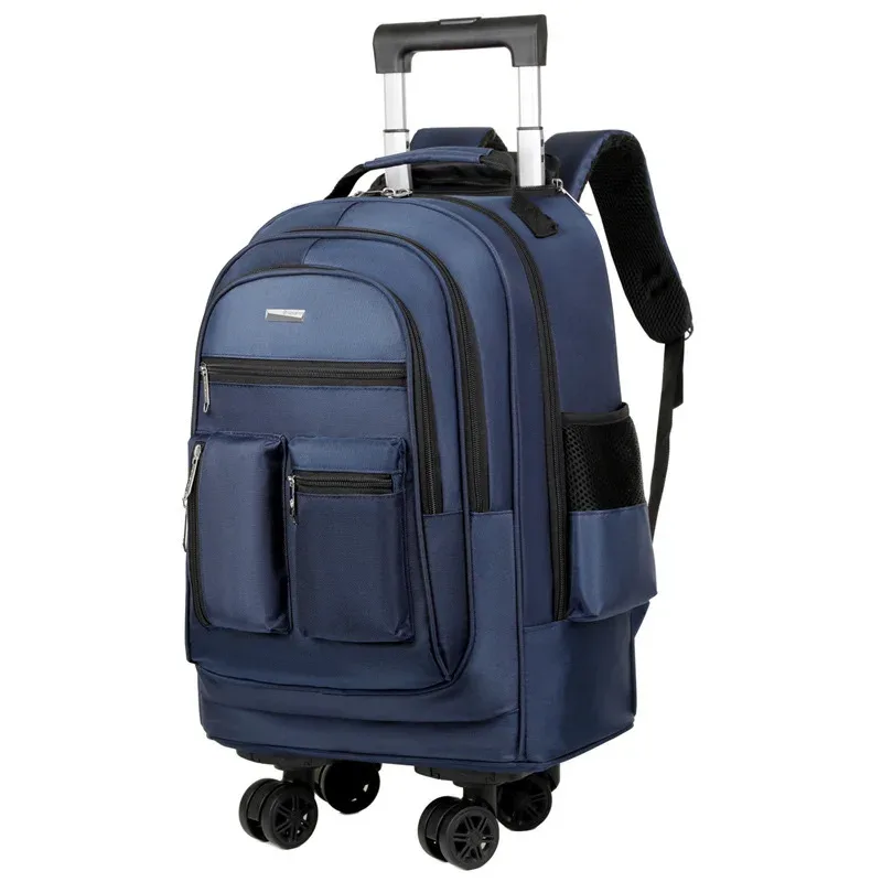 sac à dos de voyage d'affaires multifonctionnel avec roues pivotantes, sac à dos pour ordinateur portable durable et étanche de grande capacité pour court voyage