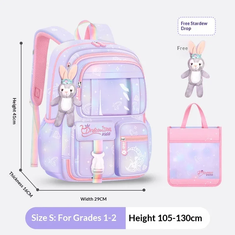 sac à dos d'école pour filles, 3 pièces, grande capacité, sac d'école pour enfants avec étui de transport pour crayons et repas, sac à dos de voyage, cadeau pour enfant