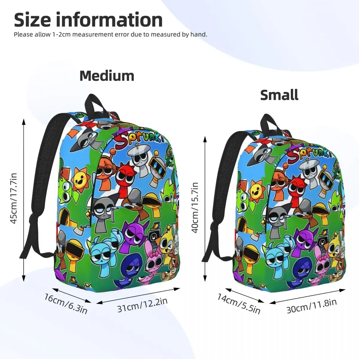 dessin animé personnalisé sprunki toile sac à dos femmes hommes sac à dos décontracté pour les sacs d'université d'école