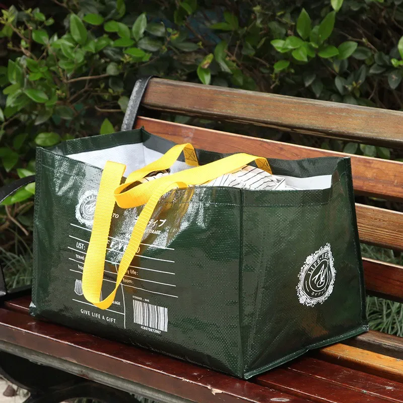 grand sac de courses étanche réutilisable, fourre-tout tissé, sac à bandoulière pliable pour épicerie, rangement de vêtements de plage, sac à main portable