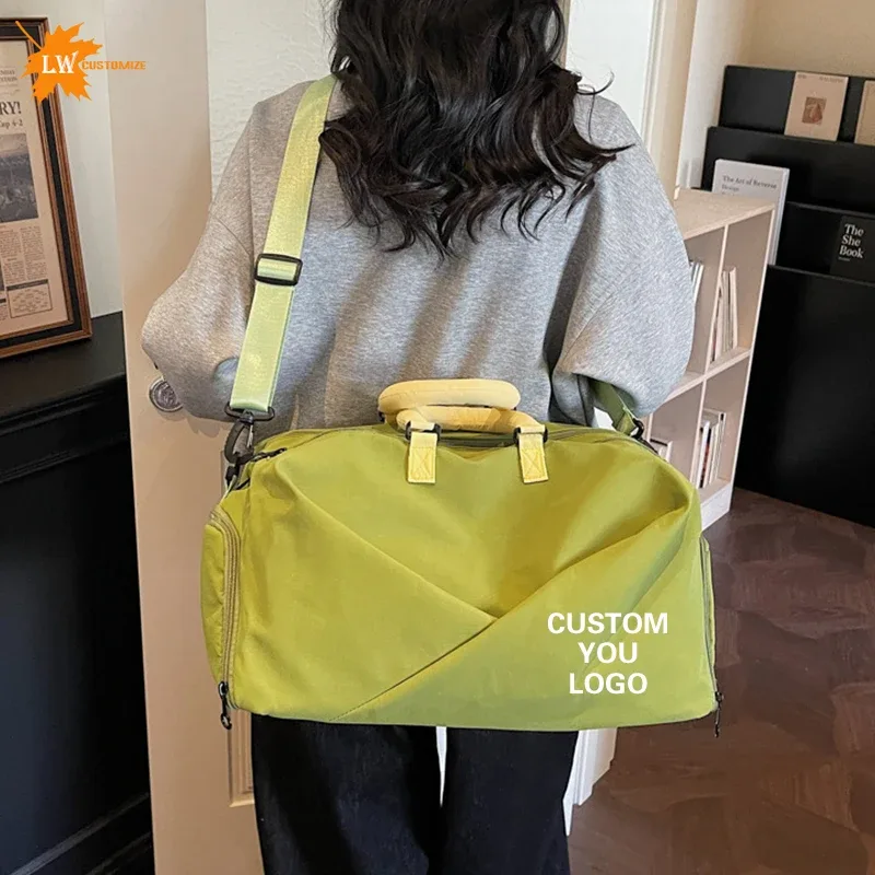 Sac de sport pour femme, sac de voyage avec logo, sac fourre-tout de week-end imprimé avec nom, images personnalisées en gros
