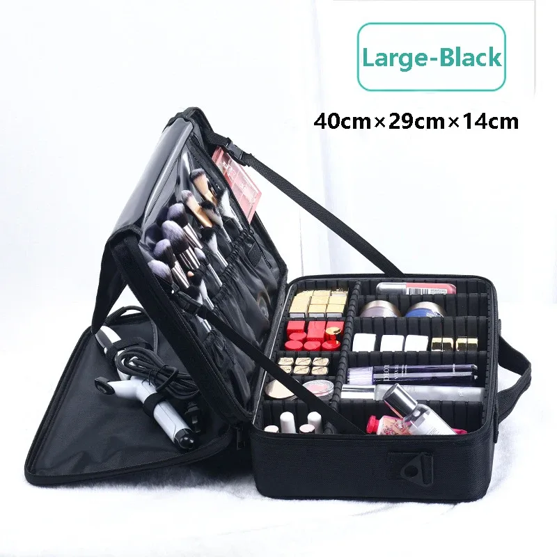 trousse de maquillage de grande capacité, 3 tailles, organisateur de cosmétiques, sac à brosses, étui de train de barbier pour artistes de maquilleurs, ensembles de coupe-cheveux