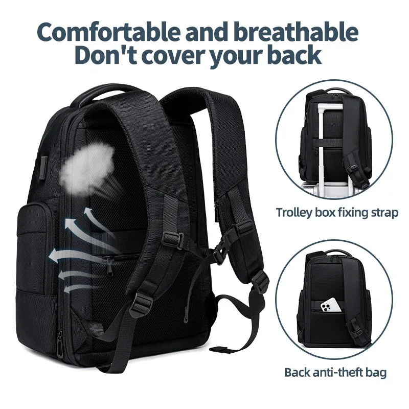 fenruien hommes 43l sac à dos étanche sacs à dos pour ordinateur portable usb charge sac à dos multifonctionnel grande capacité sac de voyage