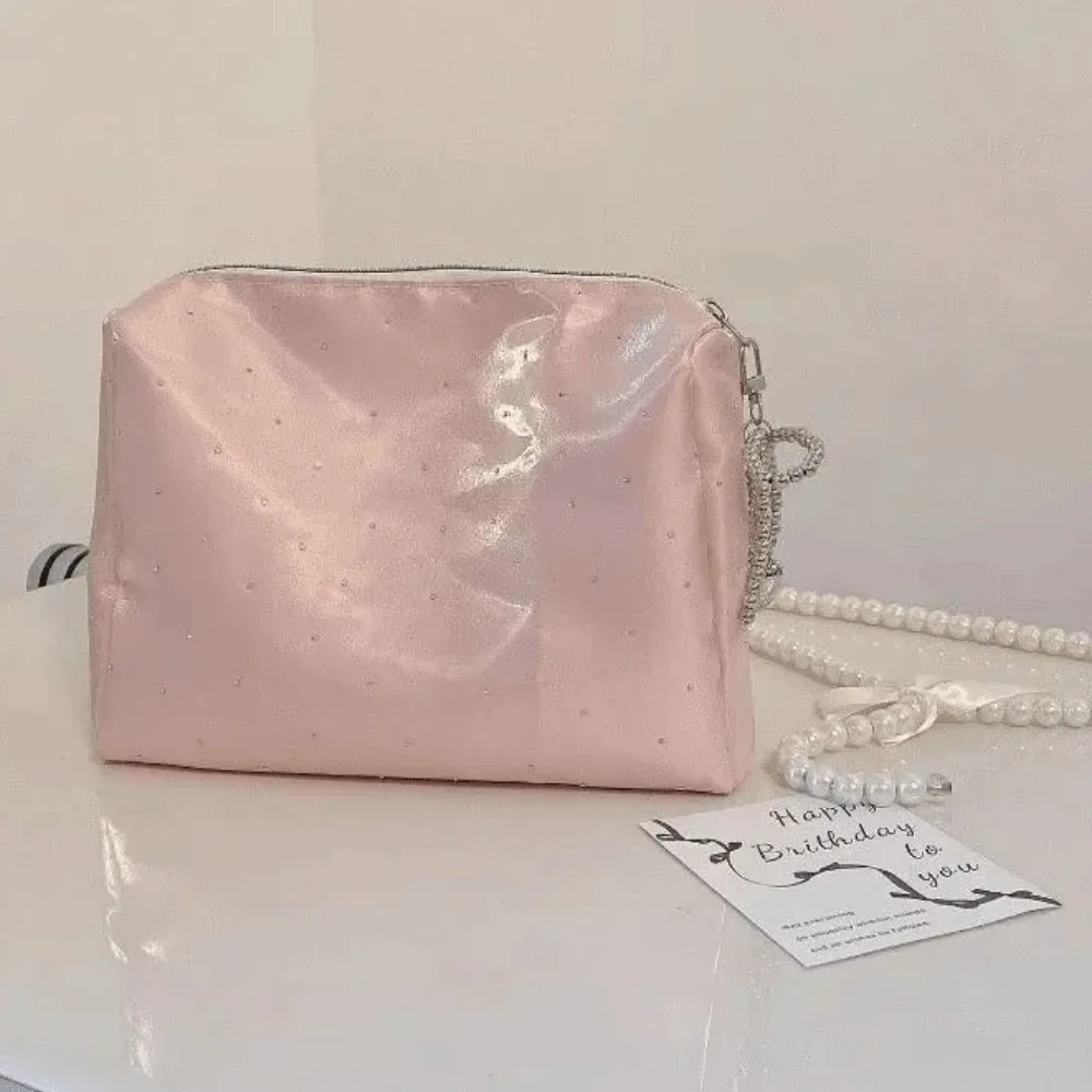 sac cosmétique de luxe multifonctionnel à sequins, trousse de maquillage portable à fermeture éclair, grand sac à main à strass de grande capacité, sac de voyage