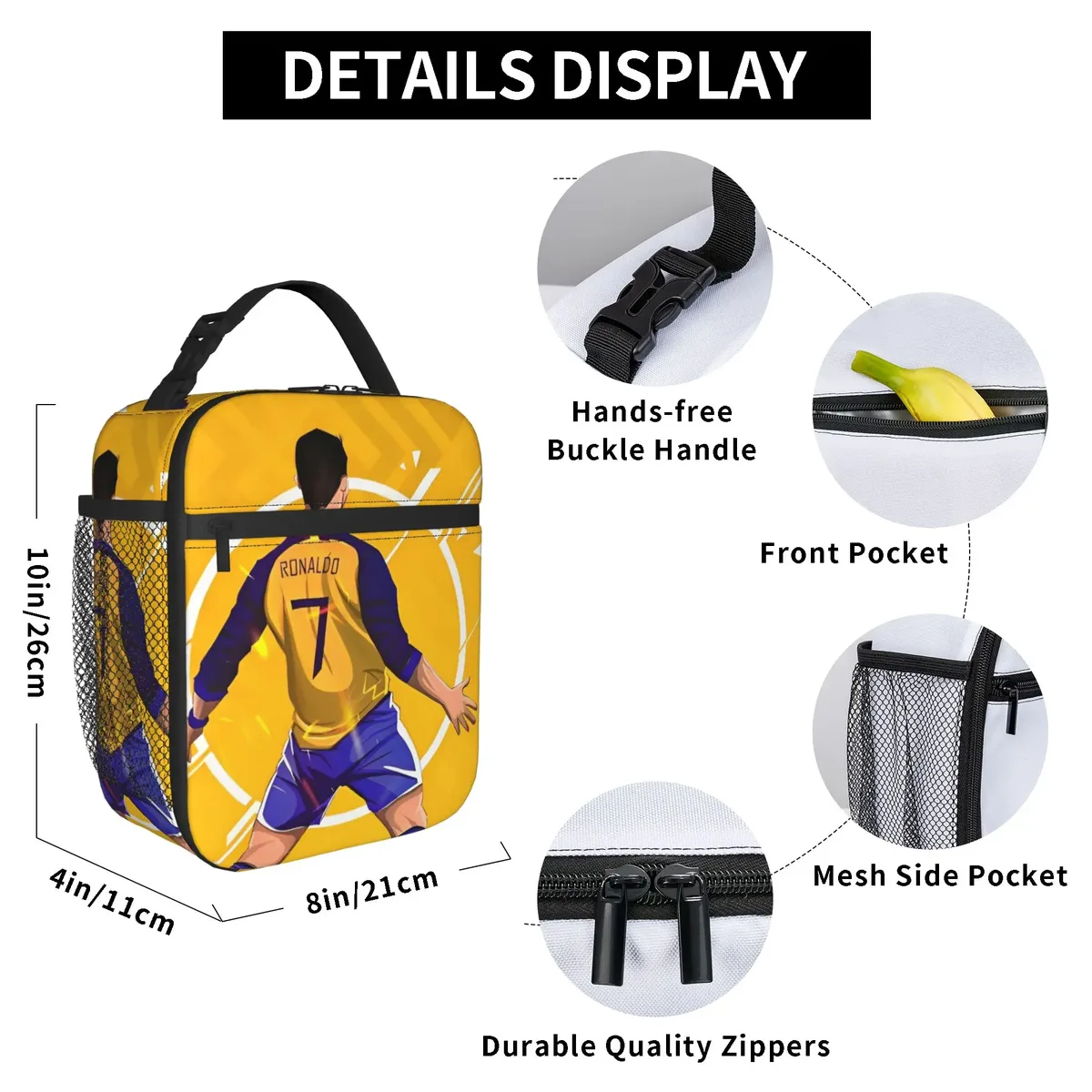 sac isotherme de football ronaldo cr7, sac à repas, boîte à lunch étanche, sac fourre-tout pour hommes et femmes, pour le travail et les activités de plein air