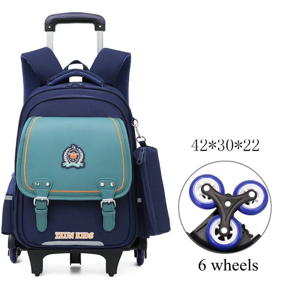 sac à dos d'école à roulettes pour garçons, sac à roulettes à 2 et 6 roues pour enfants, sac à roulettes étanche en pu pour filles