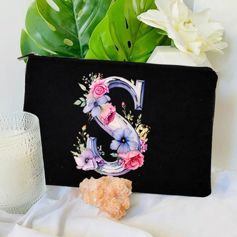 1 pc sac à lettres initiales sac de maquillage avec lettres pour femmes sac à cosmétiques initiales a-z sac de maquillage personnalisé sac de voyage, cosmétique initial