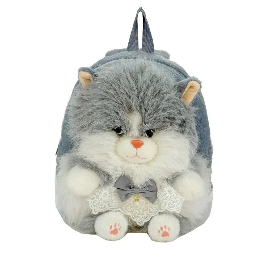 sac à dos mignon, doux et moelleux en forme de chat, grande capacité, sac à dos 3d, doublure en polyester, sac à bandoulière réaliste, idéal pour les voyages.