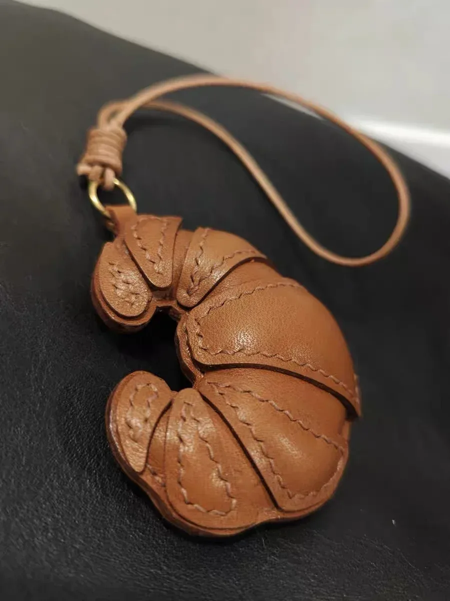 breloque de sac croissant en cuir pu, sac à dos animal kawaii, porte-clés doux, accessoire fait à la main, mignon couple ami, bijoux cadeau