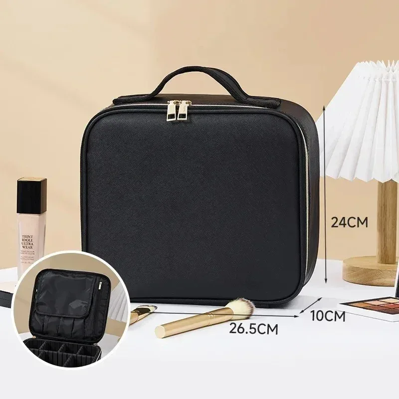 sac à cosmétiques étanche pour femmes, sac de maquillage, valise, boîte de rangement de voyage pour manucure, sac de rangement portable avec séparateurs réglables