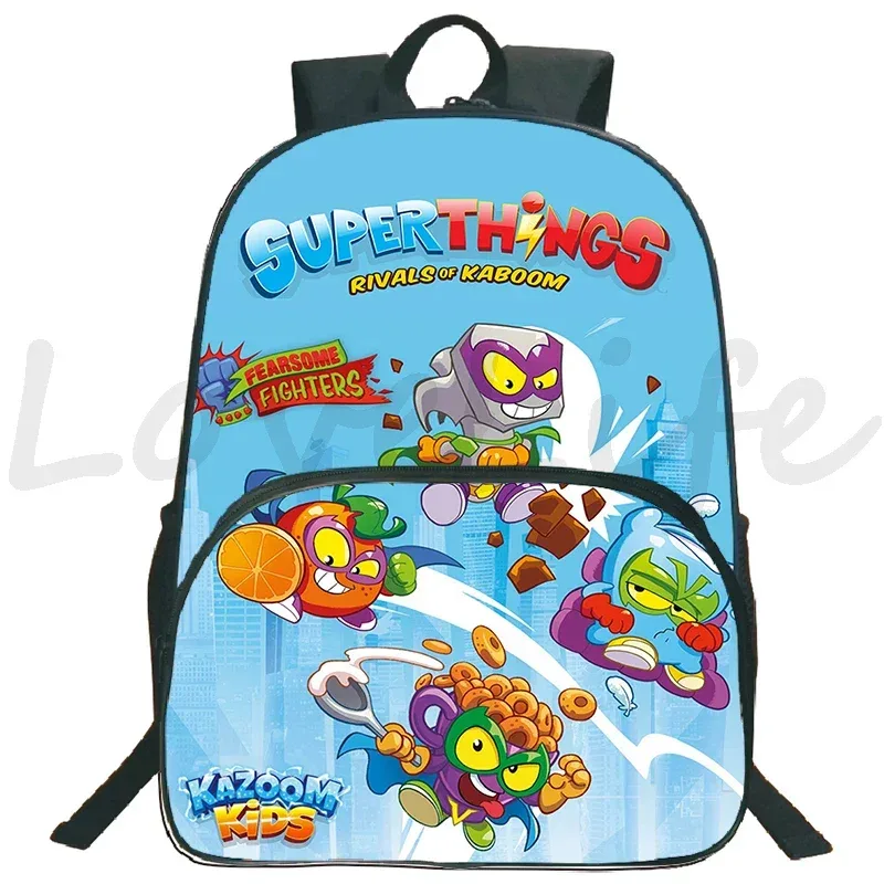 jeu superzings sac à dos 16 pouces garçons filles bookbag dessin animé sac à dos superthings sacs d'école étudiants sacs de voyage sac à dos à fermeture éclair