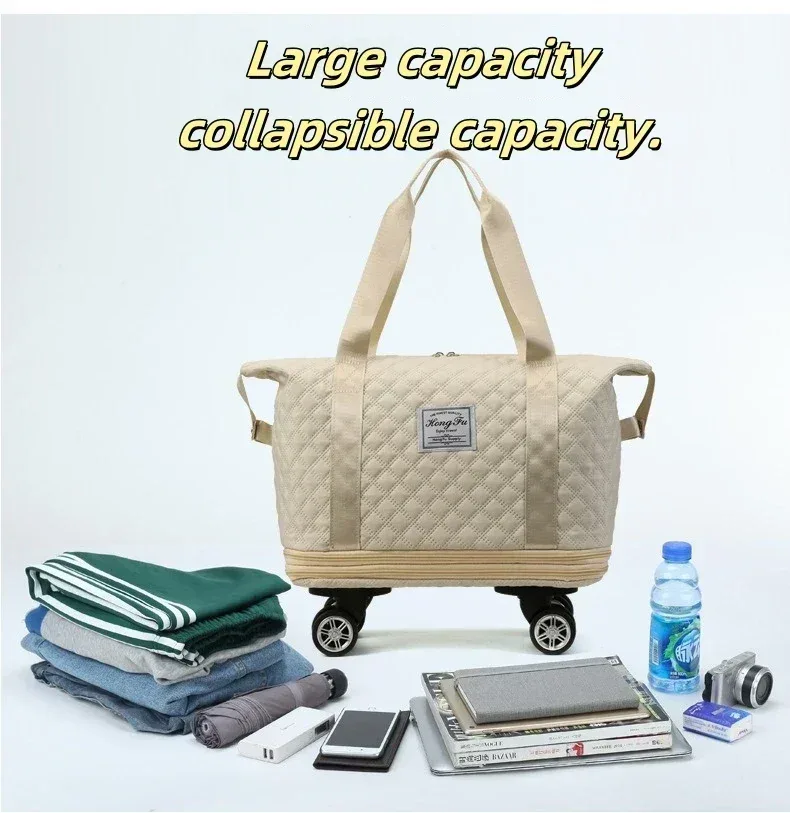 sac de rangement observateur et pliable de grande capacité, sacoche à roulettes universelle pour voyage, dehors, yoga, mathiation sèche