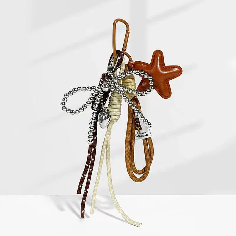 porte-clés étoile à nœud papillon, breloque suspendue pour sac tendance, pendentif polyvalent, sac à dos exquis, accessoires de décoration, cadeaux