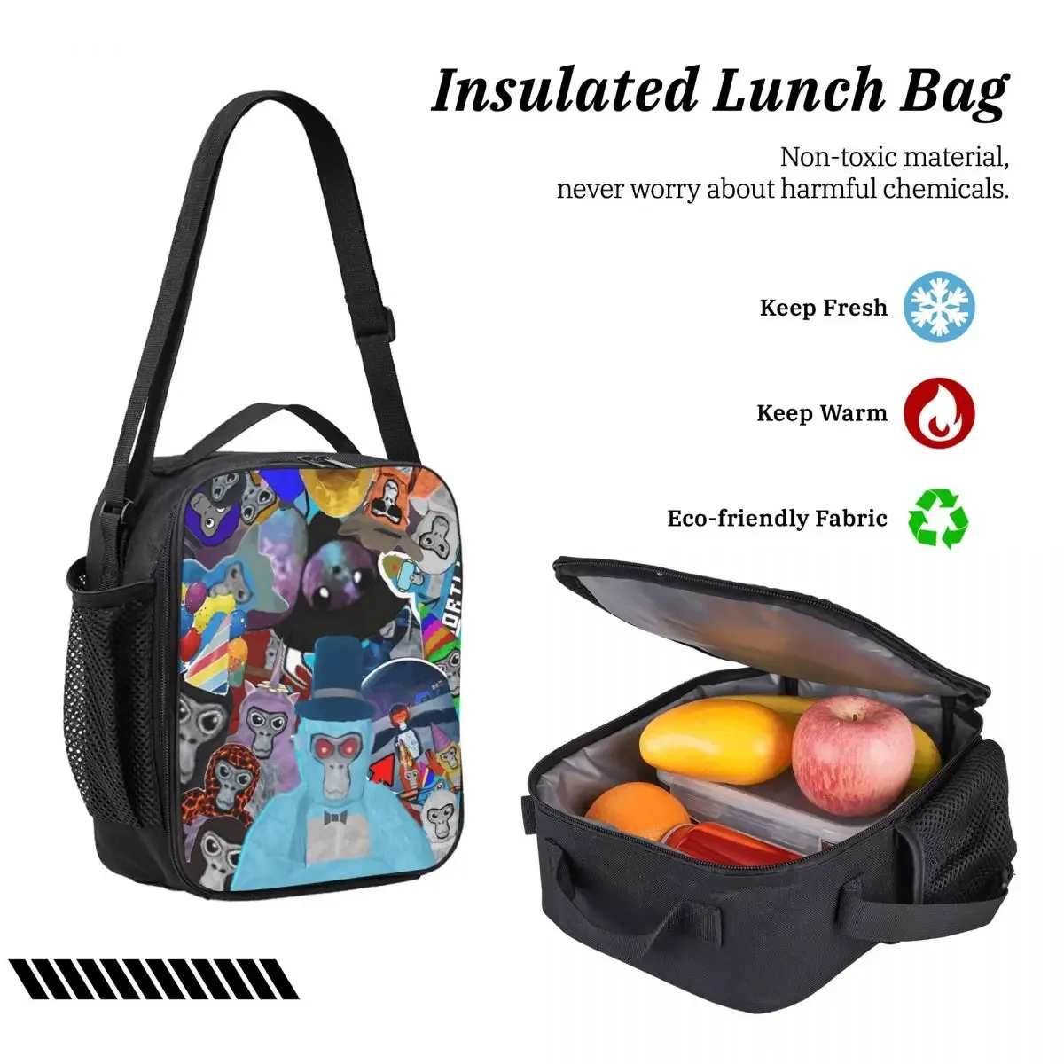 3pecs/ensemble gorilla tag vr gamer singe mosaïque sac à dos pour garçons filles retour à l'école jeux chauds sac à dos sac à déjeuner trousse à crayons