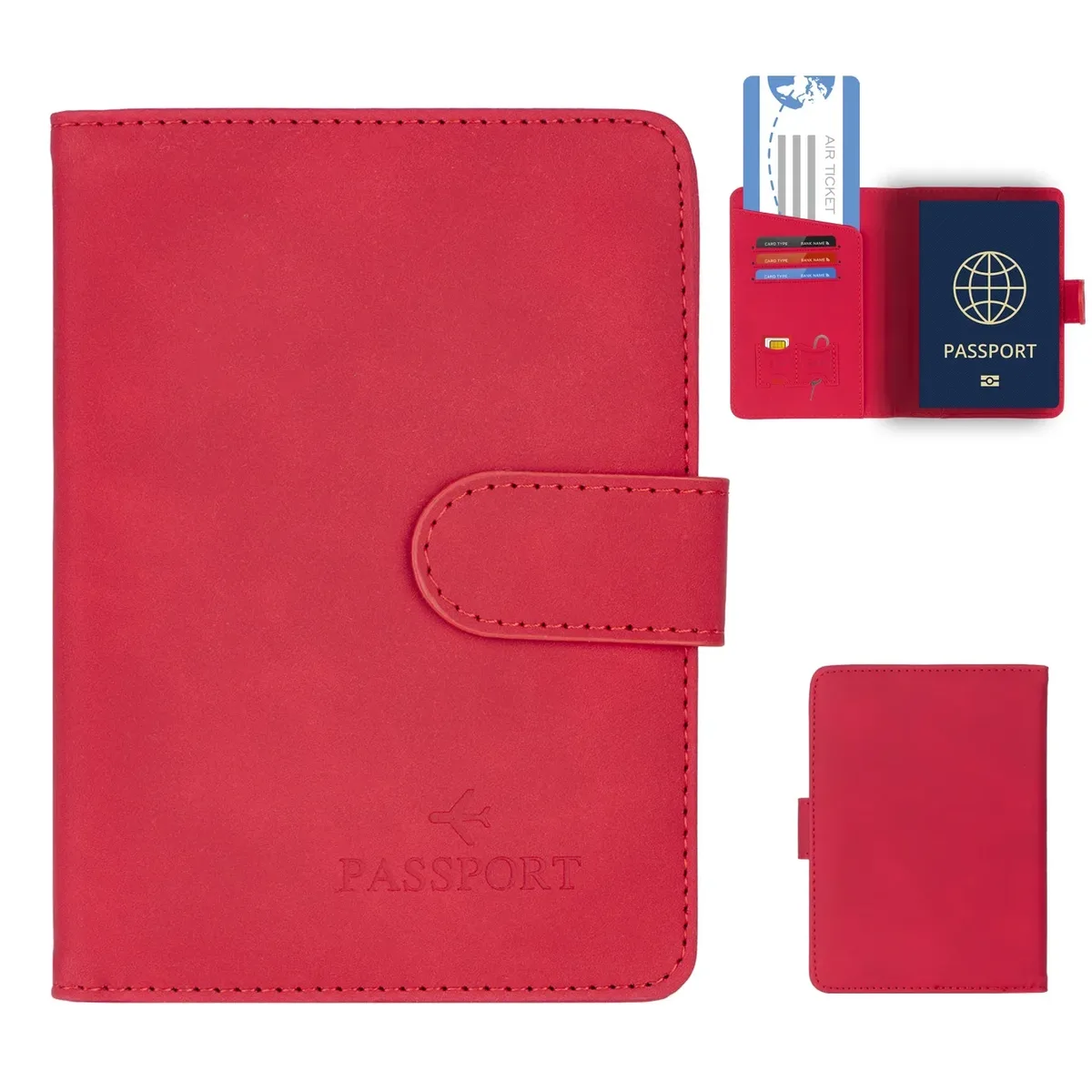 porte-passeport de voyage simple, étui portefeuille avec blocage rfid, étui pour cartes d'affaires en cuir pu, accessoires de voyage pour femmes et hommes