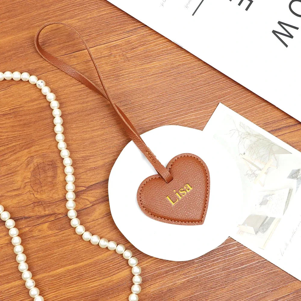 sac à bandoulière unique en cuir pu en forme de cœur créatif avec nom personnalisé, sac à dos à double épaule avec pendentif