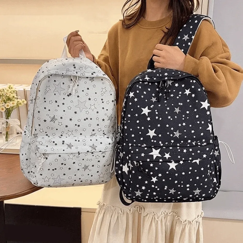 sac à dos en nylon léger à grande capacité, imprimé ciel étoilé, style universitaire, pour étudiants et voyages.