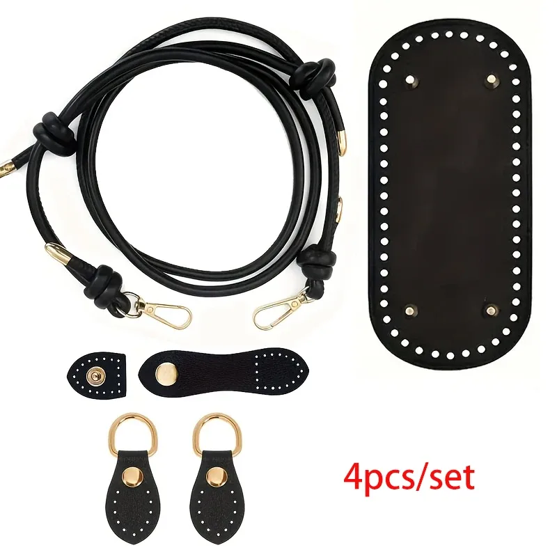 ensemble de fabrication de sacs au crochet en 4 parties | boucle réglable en similicuir, boucle de base et boucle en forme de gourde, sac à bandoulière tendance en similicuir, matériaux artisanaux faits main, faciles à réaliser, accessoires de sac diy, matériaux pour la fabrication de portefeuilles, fabrication de portefeuilles diy.