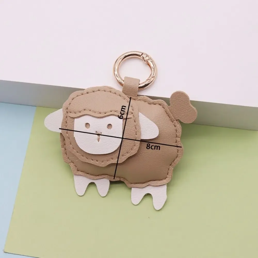 pendentif sac à dos mouton dessin animé simple et mignon en cuir pu, porte-clés de voiture polyvalent, pendentif de bagage, accessoires de sac à dos