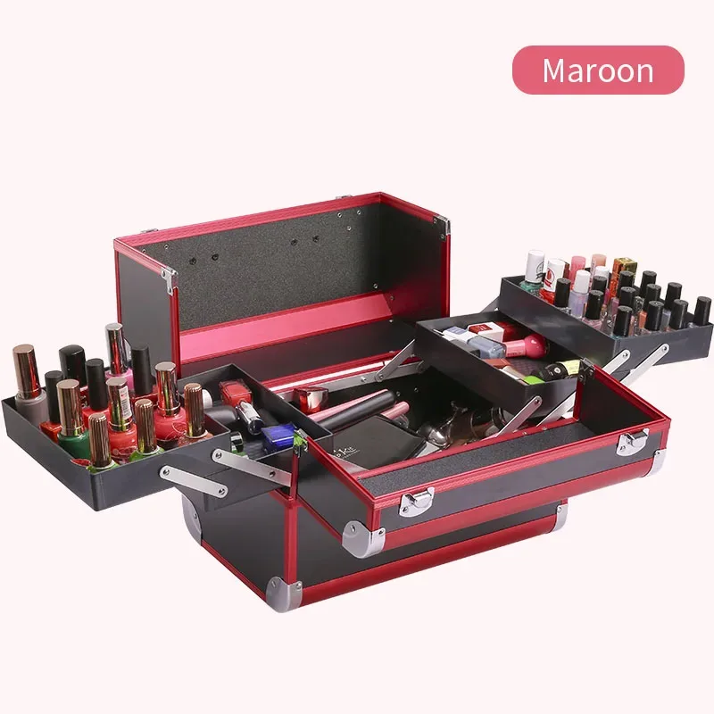 mallette de train de maquillage grandes étuis à cosmétiques portables 4 plateaux boîte de rangement de maquillage professionnelle boîte de maquillage
