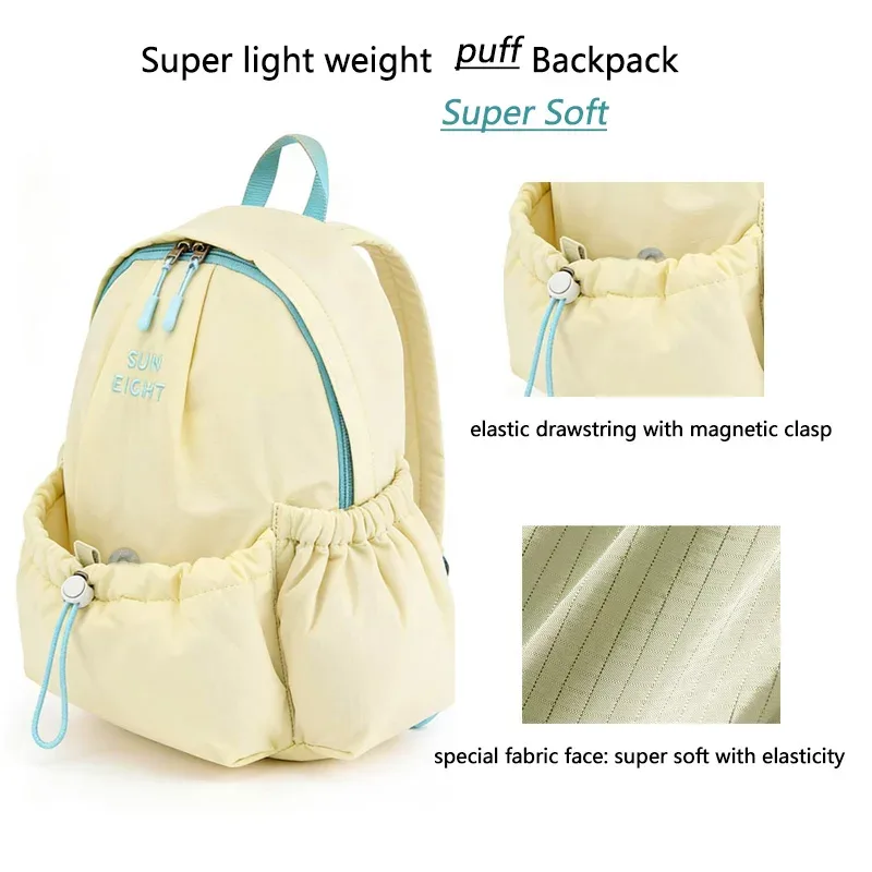 sun eight daily puff backpack sacs à dos souples de petite taille pour l'école, couleurs bonbon, 12 pouces