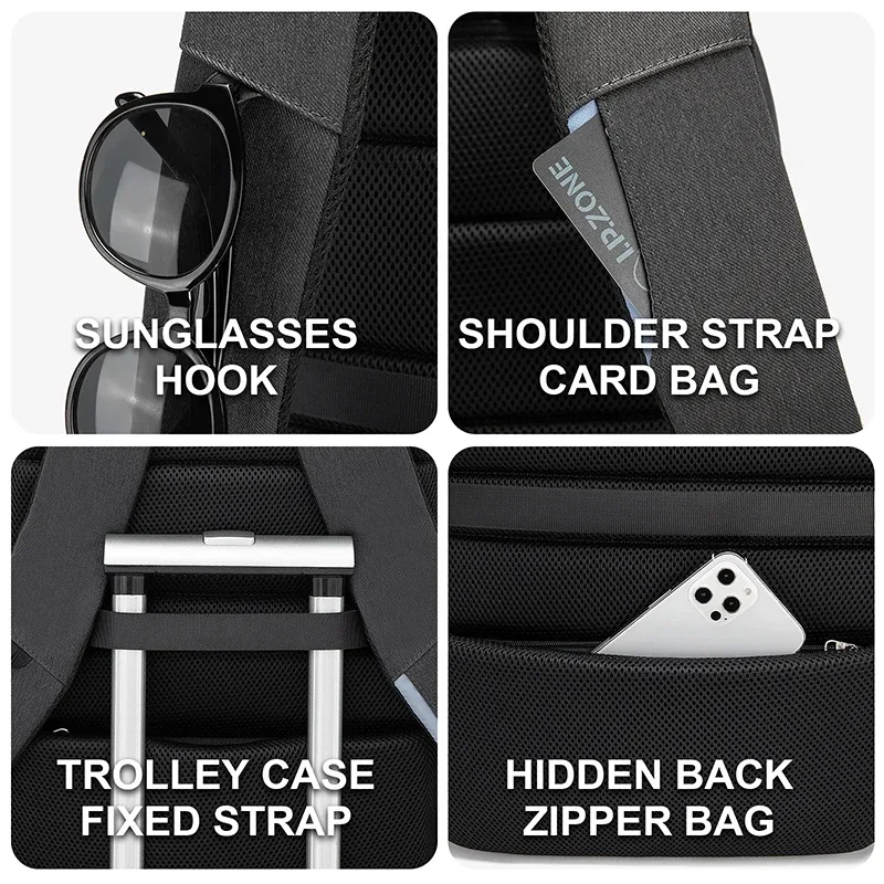 sac à dos pour ordinateur portable 17,3 pouces pour homme, sac à dos de voyage, d'université, sac à bandoulière étanche pour ordinateur portable avec port de chargement usb