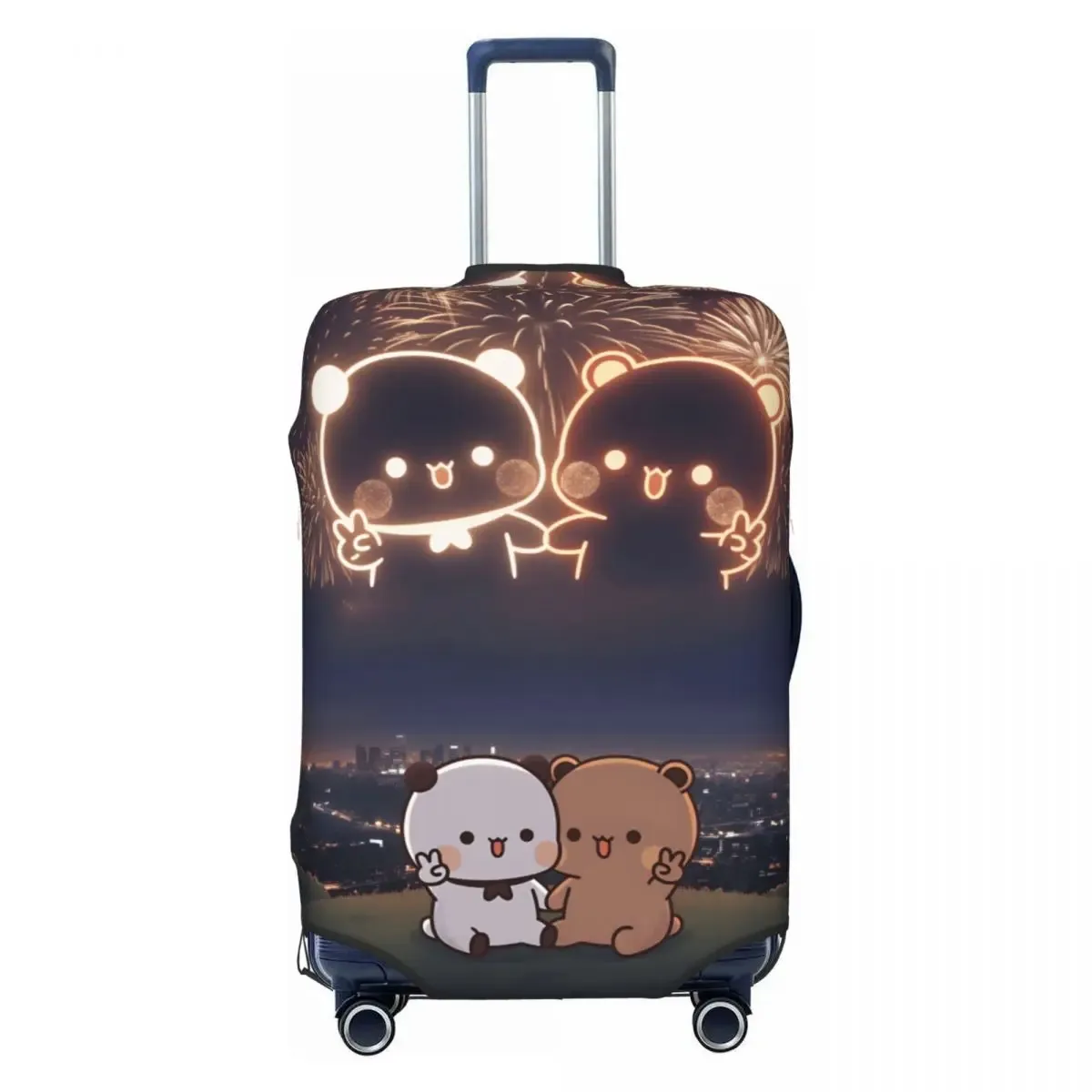 housse de valise panda bears bubu et dudu, protection professionnelle pour les voyages, étui à bagages pratique