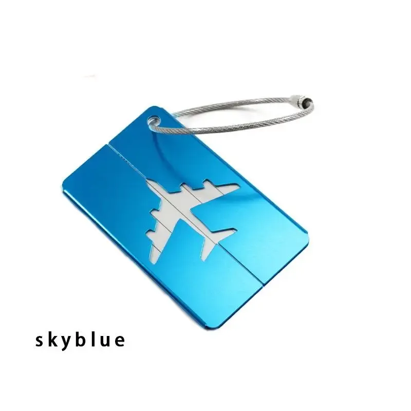 étiquette de bagage en aluminium durable, design antivol avec anneau en acier, pour identification de bagages et enregistrement à l'aéroport