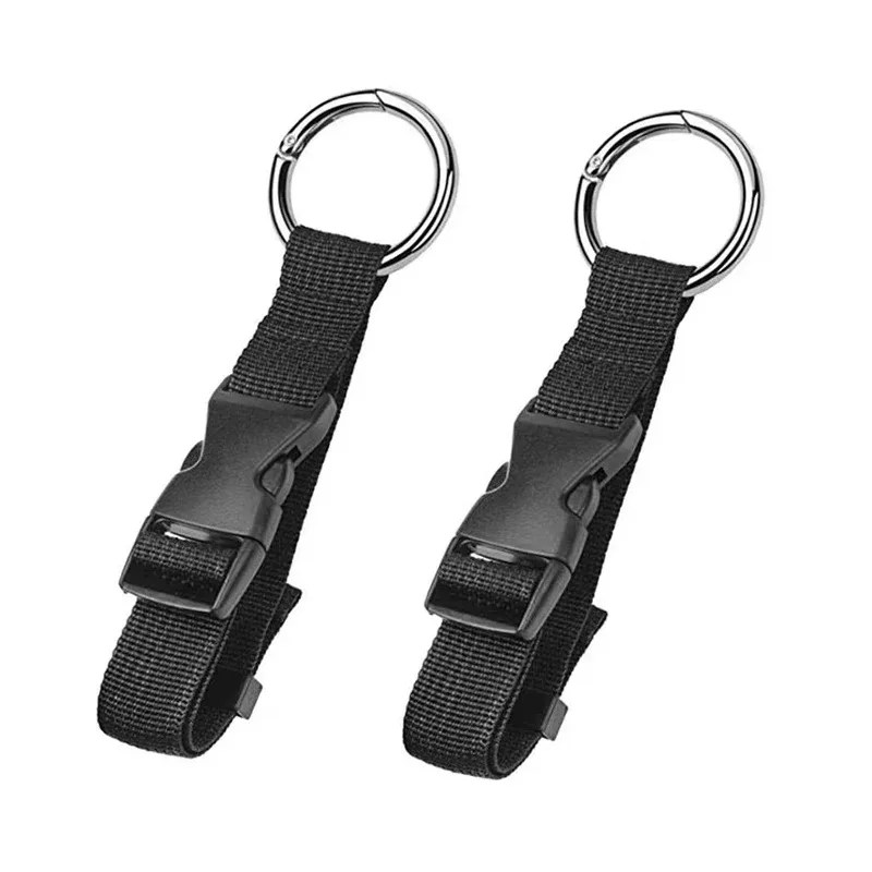 sangle de fixation pour bagages en nylon noir, boucle en alliage de zinc robuste, ceinture de suspension pour valise avec crochet externe pour les voyages à l'aéroport