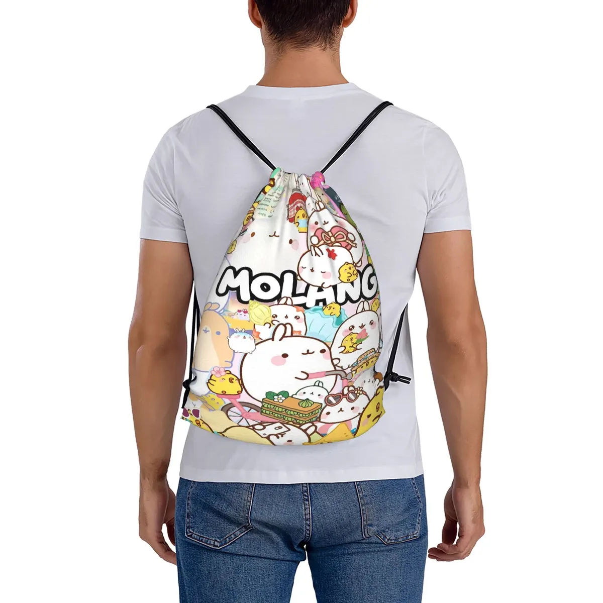 sac à cordon de serrage molang cartoon, sac à dos vintage résistant à l'eau, sac de sport pour femmes
