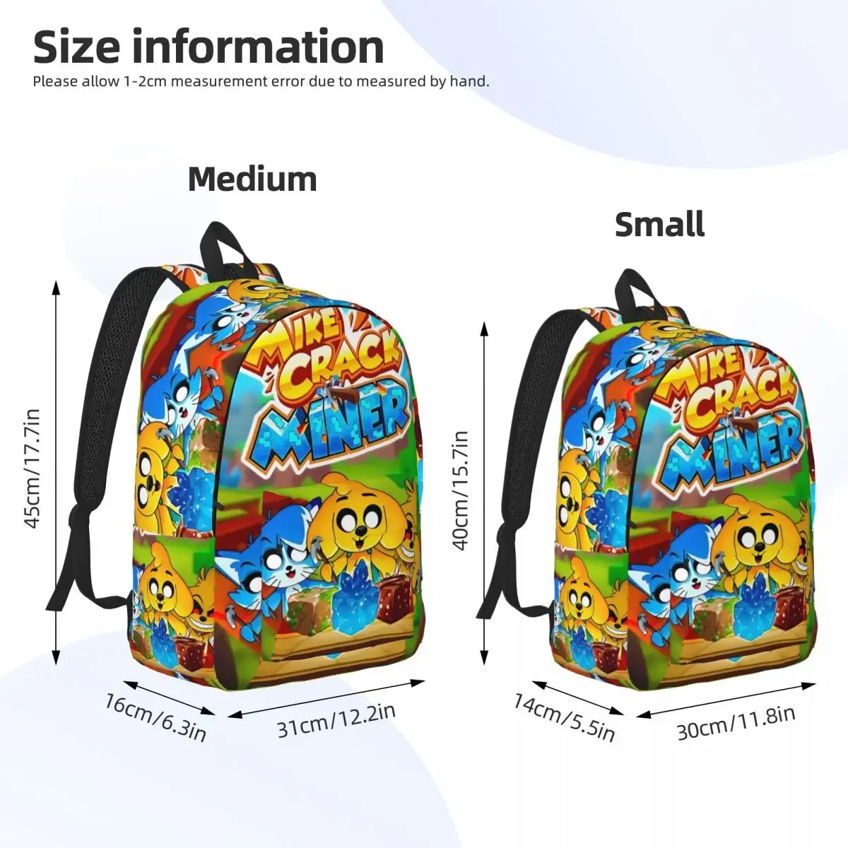 kawaill mikecracked miner sac à dos pour hommes femmes mode anime chiens étudiant travail sac à dos collège toile sacs cadeau