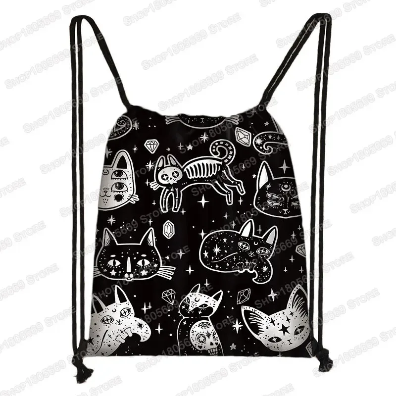 sac à dos gothique imprimé vampire bat ghost, sacs à cordon, sacs à bandoulière pour femmes et hommes, porte-chaussures de voyage