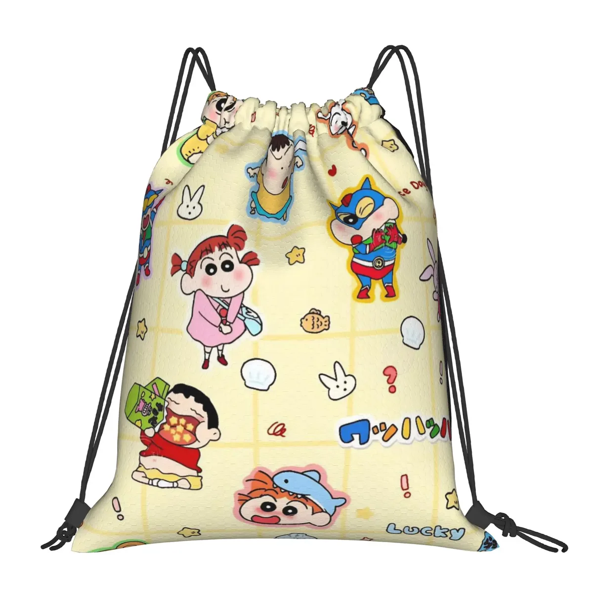 sac à dos à cordon de serrage crayon shin-chans, sac de sport résistant à l'eau pour la randonnée