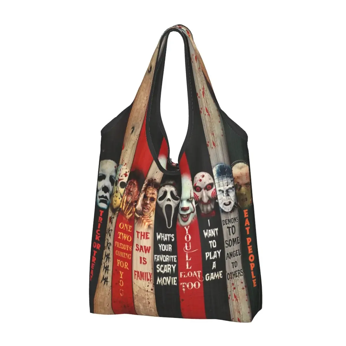 sac à provisions réutilisable personnalisé pour femme, sac fourre-tout portable, sacs d'épicerie, halloween, film d'horreur, rick