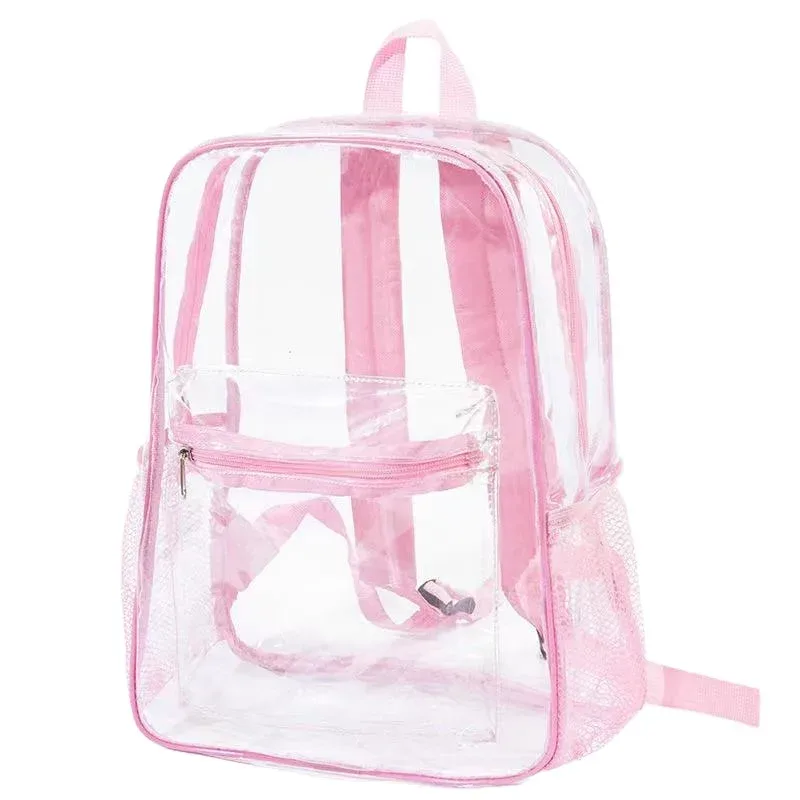 sac à dos transparent robuste en pvc, approuvé pour les stades, contrôle de sécurité rapide, pour l'école, l'université, le travail, les festivals de musique