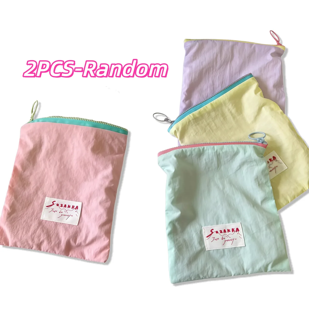 lot de 2 pochettes coréennes kawaii pour cosmétiques, rouge à lèvres, trousse de maquillage mignonne, porte-monnaie, étui à crayons, organiseur, sac de voyage, pochette pour femme