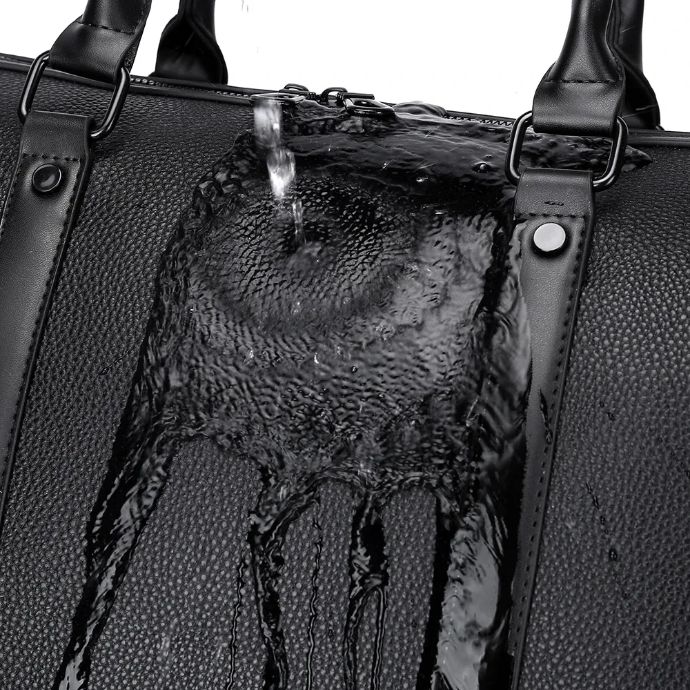 sac fourre-tout de luxe pour hommes, grande capacité, avec compartiment pour ordinateur portable de 15,6 pouces, en matériau pu imperméable, léger, pour les voyages, la salle de sport, l'école