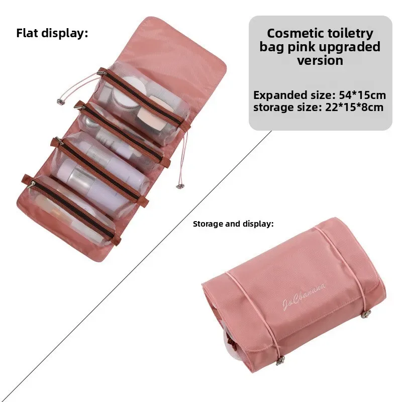 sac de maquillage détachable 4 en 1, grande capacité, pliable, organiseur de cosmétiques de voyage, rangement pour articles de toilette avec poignée