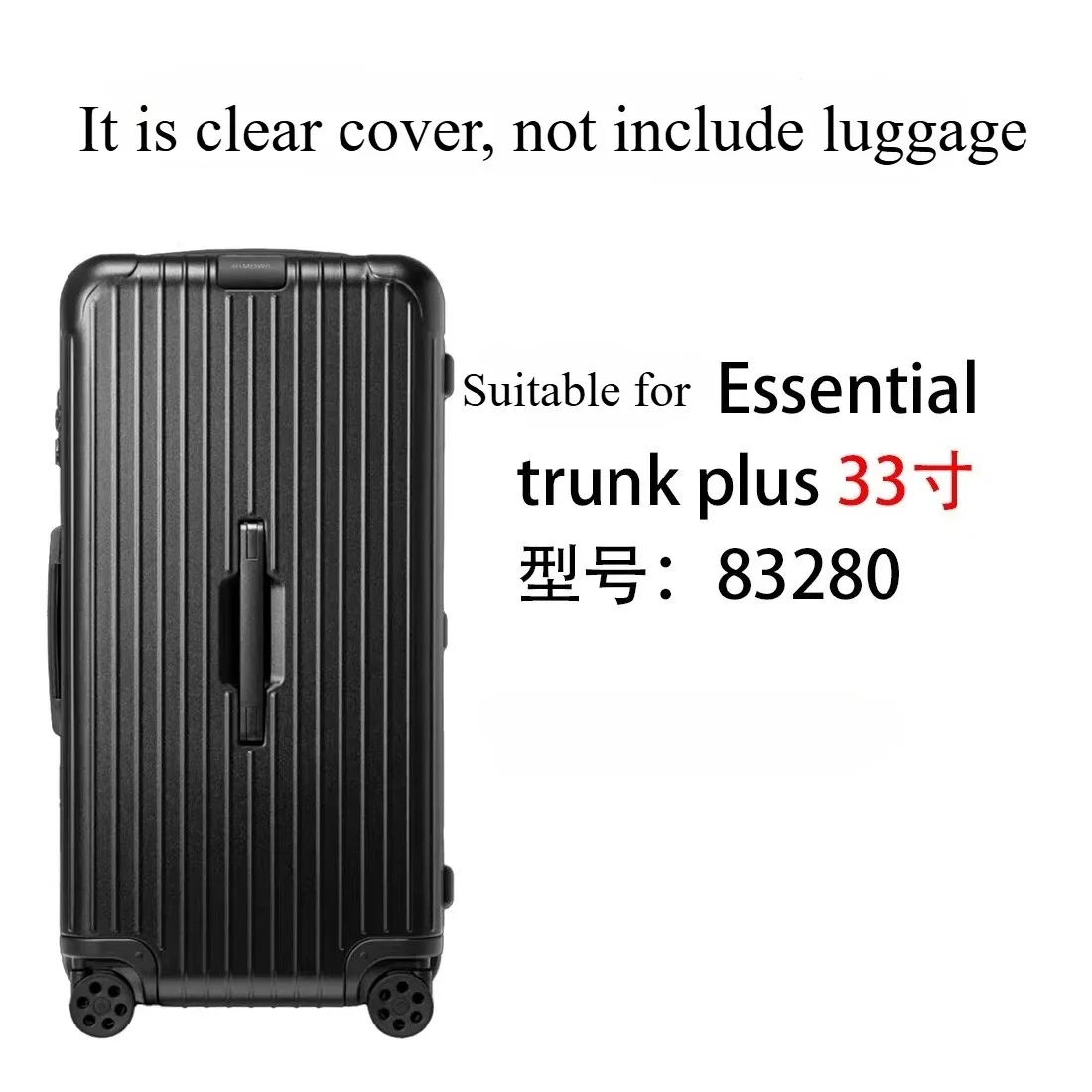 housse de protection transparente en pvc, adaptée au valise rimowa essential trunk plus, housse de protection anti-poussière épaisse de 33 pouces