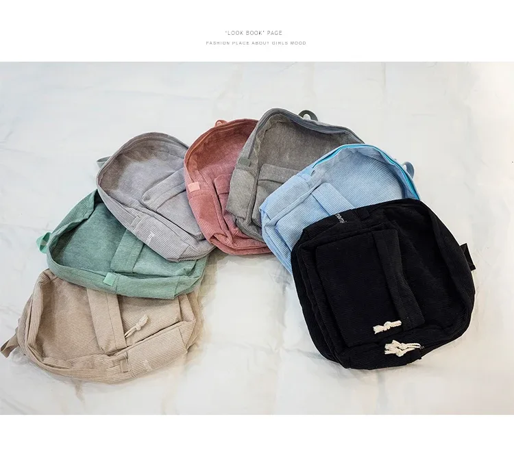 sac à dos personnalisé en velours côtelé, sac à dos décontracté unisexe classique pour campus, sac à main ultra doux portable