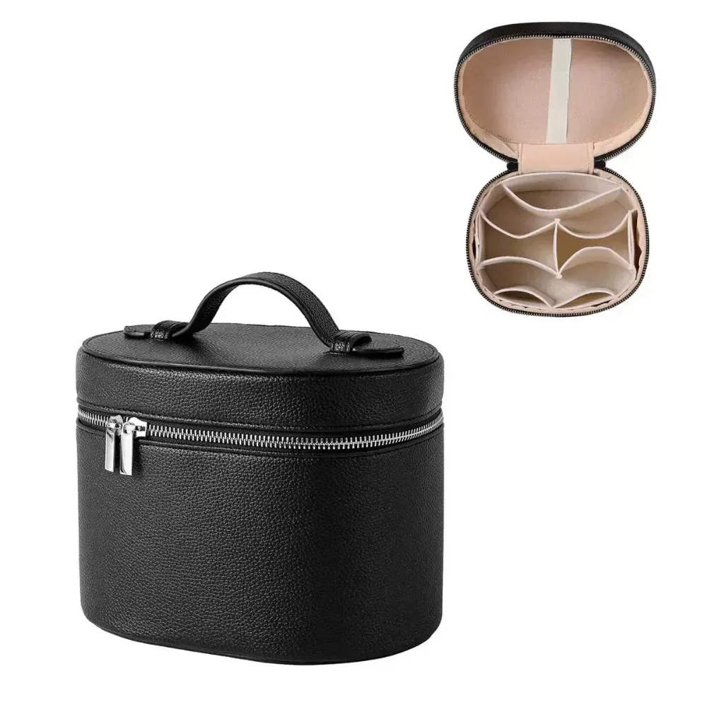 boîte à cosmétiques de grande capacité en cuir pu, boîte de rangement interne, sac de voyage, organisateur, fermeture éclair étanche, sac de maquillage pour usage quotidien