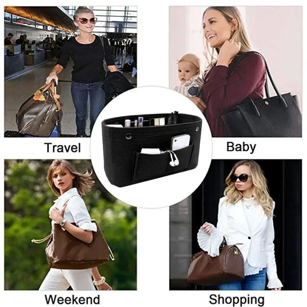 sac à main organisateur pour femmes, sac de voyage en feutre, doublure d'insertion, pochette de rangement