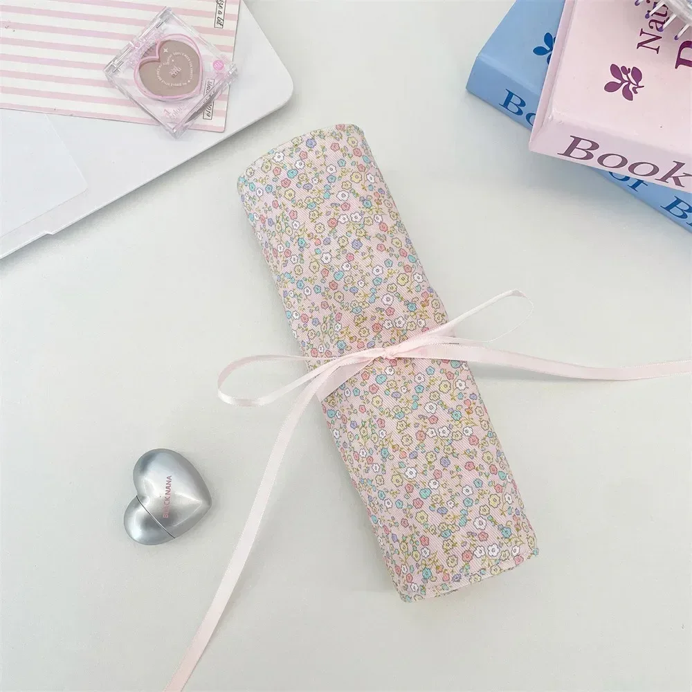 sac de rangement pratique pour pinceaux de maquillage, grande capacité, motif floral, sac de rangement pour cosmétiques, outil de beauté, organisateur de pinceaux de maquillage rose, voyage