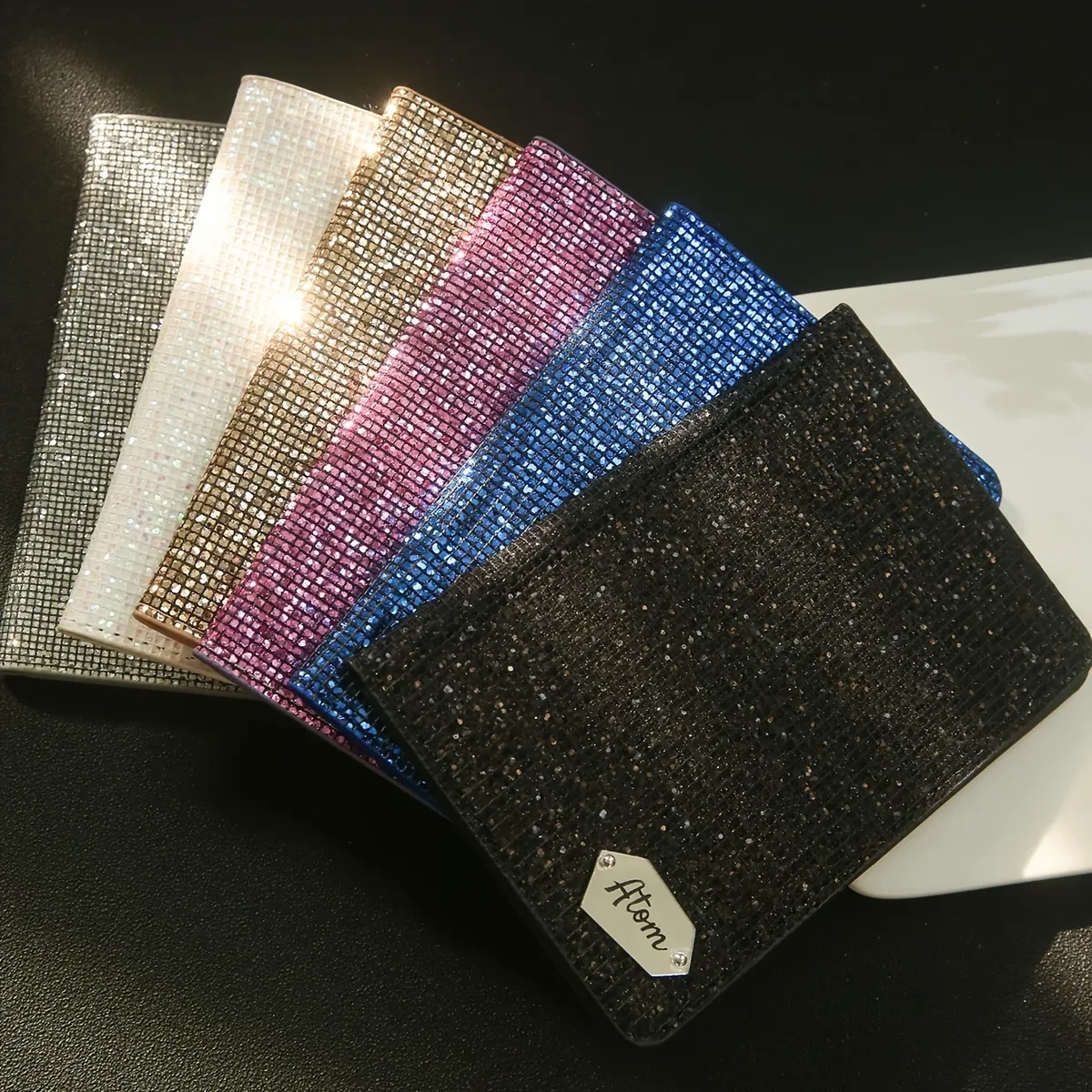 porte-passeport personnalisé avec nom et paillettes disco, porte-passeport unique avec étiquette nominative miroir brillante, cadeau de voyage