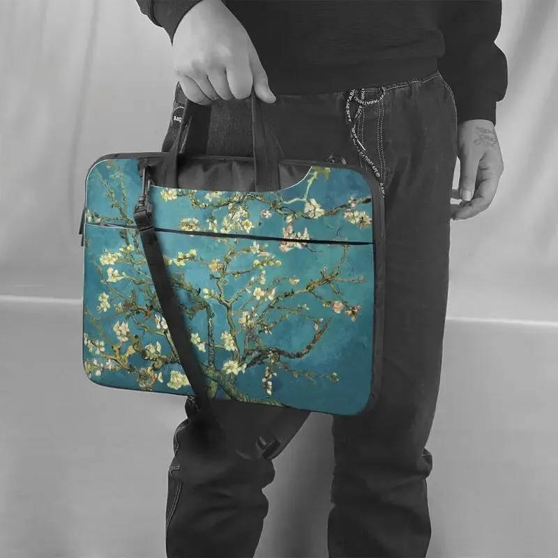 sac pour ordinateur portable vincent van gogh almond blossom, adapté aux ordinateurs portables de 13, 14 et 15,6 pouces, résistant à l'eau, avec poignée