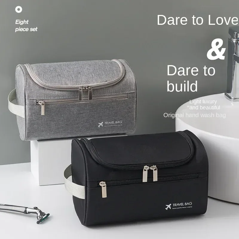 sac de rangement cosmétique étanche pour hommes, organisateur de toilette de voyage en nylon de grande capacité, pochette de lavage de maquillage à fermeture éclair suspendue pour femmes