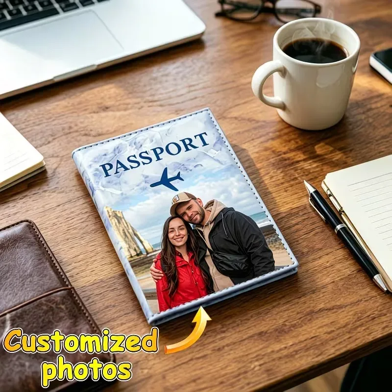 housse de passeport personnalisée avec photo sur mesure, housse de protection de voyage durable avec emplacements pour cartes de crédit, porte-passeport et documents d'identité